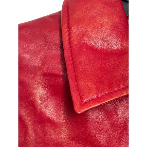 Saguaro Genuine Leather Womens Jacket Small Red Zip Front - Picture 6 of 10